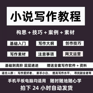 零基础小说写作教程网文新手创作技巧自学入门视频课素材大纲软件-虚拟宝库网-提供淘宝虚拟货源产品下载
