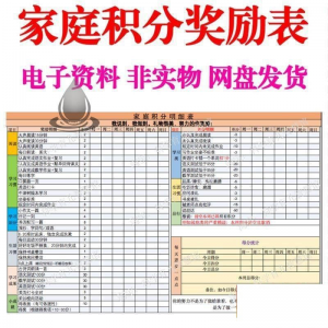 B267家庭积分奖励儿童惩罚积分表小学生儿童自律表可打印电子模板-虚拟宝库网-提供淘宝虚拟货源产品下载