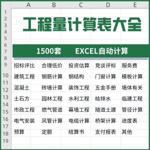 工程量计算表格软件大全钢结构土建安装路桥市政装修建筑预算造价-虚拟宝库网-提供淘宝虚拟货源产品下载