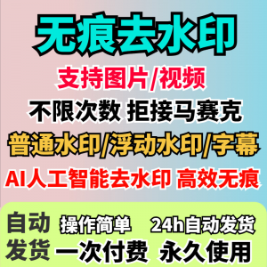 视频去水印软件无痕消除文字AI去除图片字幕水印处理手机电脑神器-虚拟宝库网-提供淘宝虚拟货源产品下载